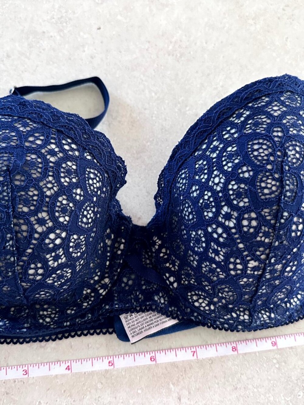 Victoria's Secret Dream Angels Lined Demi Blue Lace Tan Bra Underwired 36C